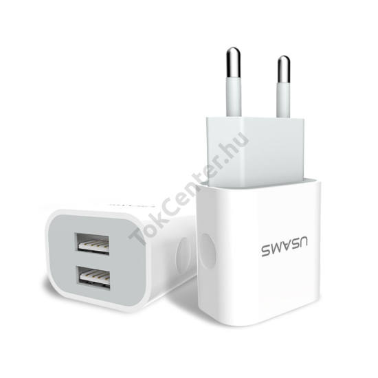 USAMS TRAVEL CC023 HÁLÓZATI TÖLTŐVÉG 2,4A 2XUSB FEHÉR