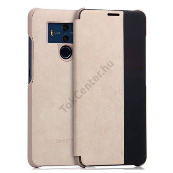 HUAWEI Mate 10 Tok álló, bőr (aktív flip, oldalra nyíló, Smart View Window) ARANY	