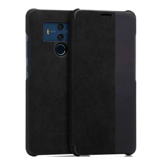 HUAWEI Mate 10 Tok álló, bőr (aktív flip, oldalra nyíló, Smart View Window) FEKETE	