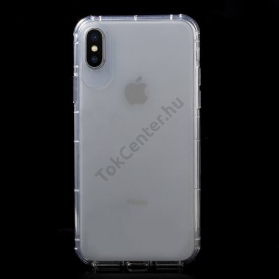 Apple iPhone X 5.8 / Apple iPhone XS 5.8 Szilikon telefonvédő (közepesen ütésálló, légpárnás keret) ÁTLÁTSZÓ