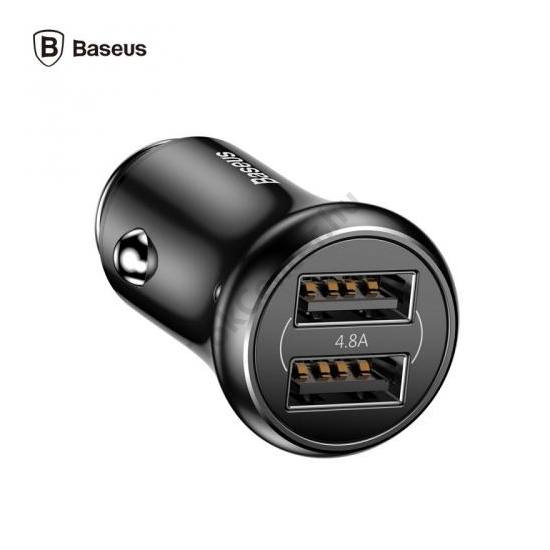BASEUS szivargyújtó töltő/autós töltő 2 x USB aljzat (5V / 4800mA, 12 / 24 V) FEKETE	