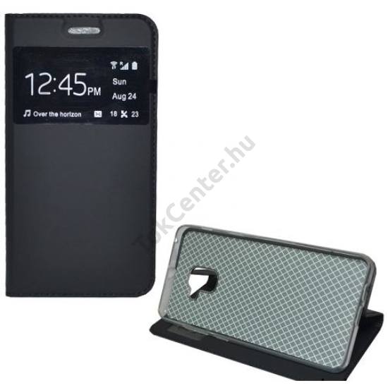 SAMSUNG Galaxy A8 Plus (2018) SM-A730F Tok álló, bőr (FLIP, mágneses, oldalra nyíló, asztali tartó funkció, View Window) FEKETE	