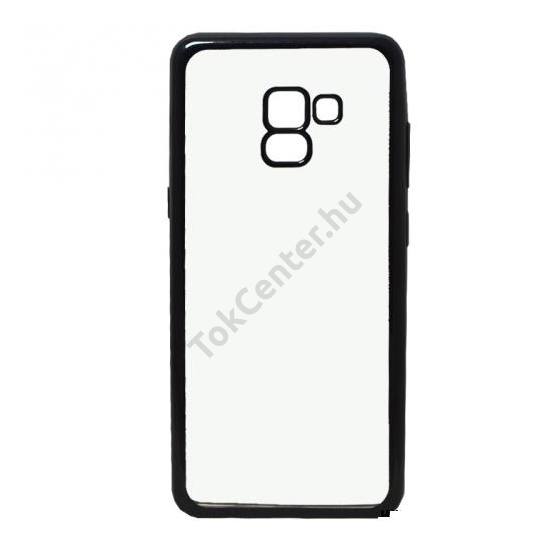 SAMSUNG Galaxy A8 Plus (2018) SM-A730F Telefonvédő gumi / szilikon (fémhatású keret) ÁTLÁTSZÓ/FEKETE	
