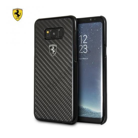 SAMSUNG Galaxy S8 Plus (SM-G955) Ferrari műanyag telefonvédő (karbon minta) FEKETE	