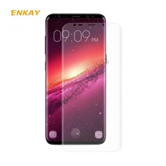 SAMSUNG Galaxy S9 Plus (SM-G965) ENKAY képernyővédő fólia (full screen, íves részre, öntapadós PET, 4H) CLEAR átlátszó