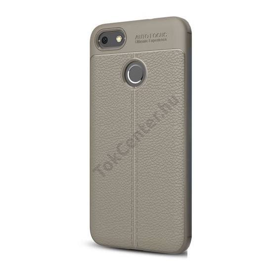 SAMSUNG Galaxy A8 (2018) SM-A530F Telefonvédő gumi / szilikon (bőrhatás, varrás minta) SZÜRKE	