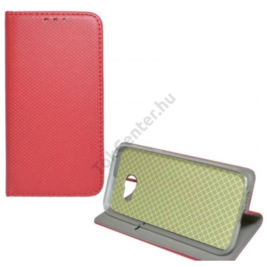 SAMSUNG Galaxy A5 (2017) SM-A520F Tok álló, bőr (FLIP, oldalra nyíló, asztali tartó funkció, rombuszminta) PIROS	
