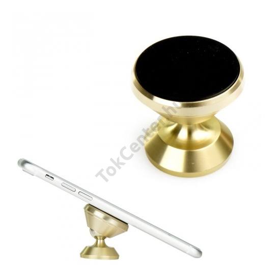 UNIV gépkocsi / autó tartó (öntapadó, mágneses, 360°-ban forgatható) ARANY	