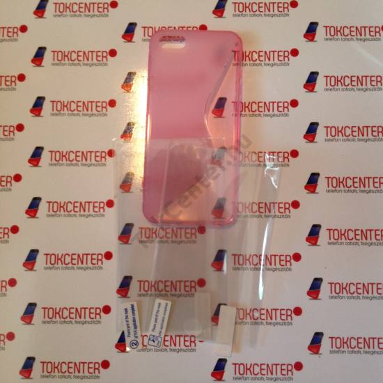 Apple iPhone 5/5S SE világos rózsaszín s-line szilikon tok + első és hátsó védő fólia, 3 termék/csomag