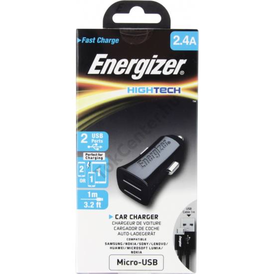 3.Energizer micro usb autós töltő,2xUSB,2.4A,Feket