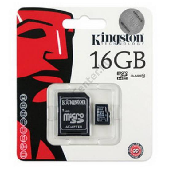 Kingston MicroSDHC,16 GB, 1 adapterrel,class4