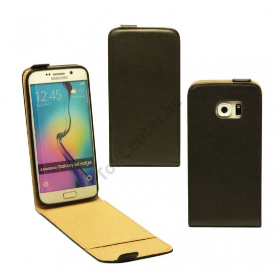 Galaxy S6 Edge flip lefelé nyiló tok,Fekete