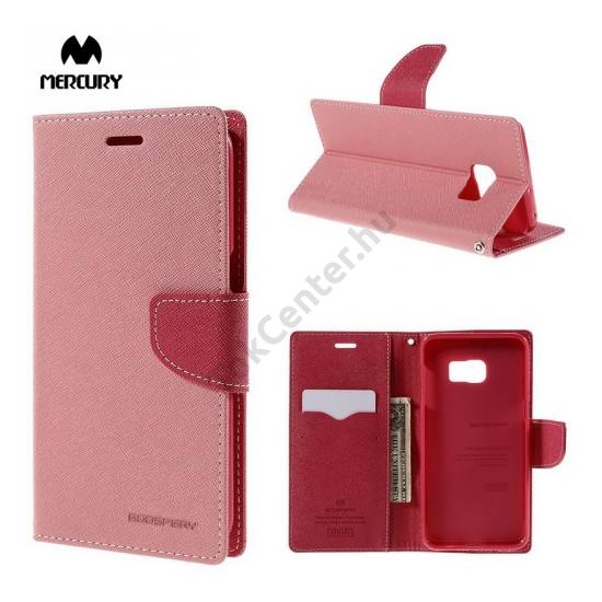 LG G6 (H870) MERCURY Fancy Diary tok álló, bőr (FLIP, mágneses, oldalra nyíló, bankkártya tartó, asztali tartó funkció) RÓZSASZÍN	