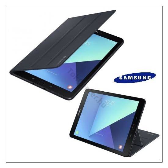 SAMSUNG Galaxy Tab S3 9.7 LTE (SM-T825)/ S3 9.7 WIFI (SM-T820) GYÁRI Műanyag telefonvédő (FLIP, oldalra nyíló, asztali tartó funkció) FEKETE