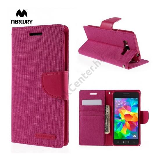 SAMSUNG Galaxy A3 (2017) (SM-A320F) MERCURY Canvas Diary tok álló (FLIP, mágneses, oldalra nyíló, asztali tartó funkció, textil hatás) RÓZSASZÍN	