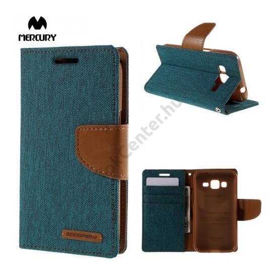 SAMSUNG Galaxy A3 (2017) (SM-A320F) MERCURY Canvas Diary tok álló (FLIP, mágneses, oldalra nyíló, asztali tartó funkció, textil hatás) ZÖLD	