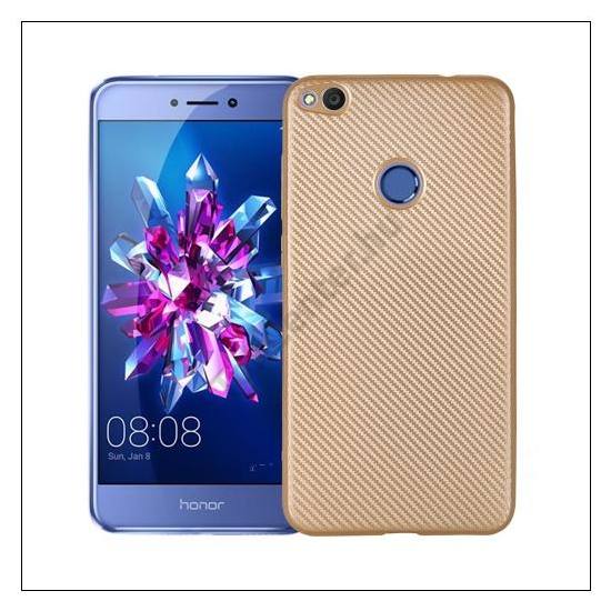 HUAWEI P9 lite (2017) Telefonvédő gumi / szilikon (karbon minta) ARANY	