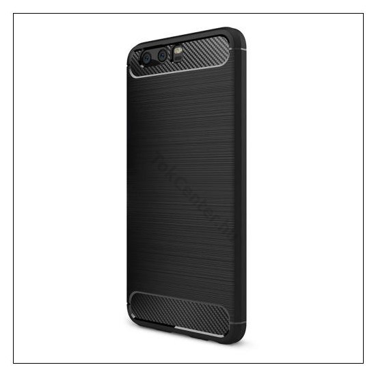 Telefonvédő gumi / szilikon (közepesen ütésálló, szálcsiszolt, karbonminta) FEKETE	SAMSUNG Galaxy S8. Plus (SM-G955)