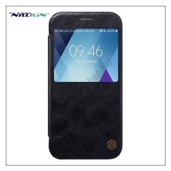 SAMSUNG Galaxy A5 (2017) (SM-A520F) NILLKIN QIN tok álló, bőr (aktív flip, S-View Cover) FEKETE	