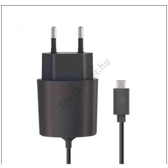 FOREVER hálózati töltő (Type-C, 5V / 2100 mAh, gyorstöltés támogatás) FEKETE	