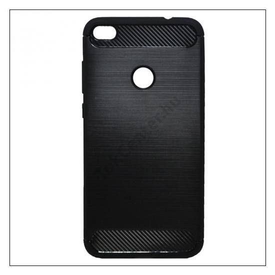 HUAWEI P9 lite (2017) Telefonvédő gumi / szilikon (közepesen ütésálló, szálcsiszolt, karbonminta) FEKETE	