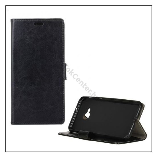 NOKIA 6 Tok álló, bőr (FLIP, oldalra nyíló, asztali tartó funkció) FEKETE	
