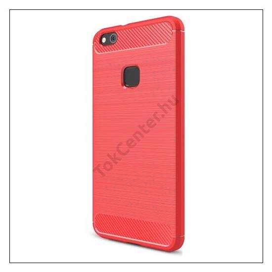 NOKIA 6 Telefonvédő gumi / szilikon (közepesen ütésálló, szálcsiszolt, karbonminta) PIROS	