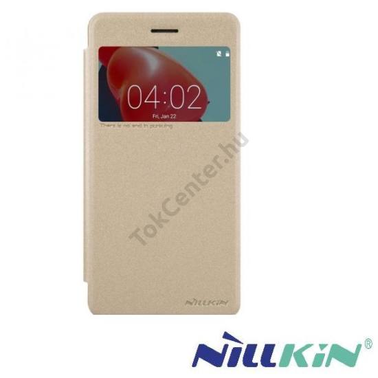 NOKIA 6 NILLKIN SPARKLE műanyag telefonvédő (mikroszálas bőr aktív flip, oldalra nyíló, View Window) ARANY	