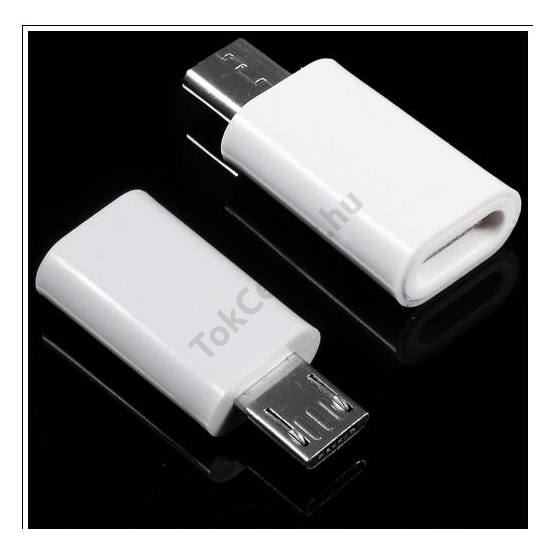 Adapter (USB Type-C 3.1 - microUSB, töltéshez, adatátvitelhez) FEHÉR	