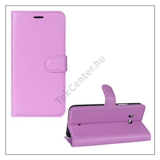 HTC U11 Tok álló, bőr (FLIP, oldalra nyíló, asztali tartó funkció) LILA	