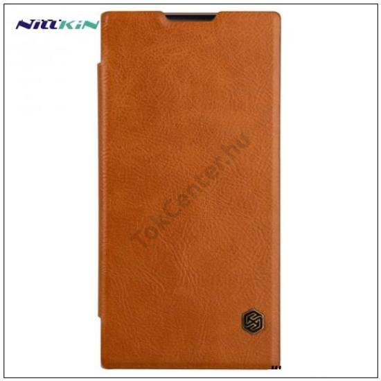 SONY Xperia L1 NILLKIN QIN tok álló, bőr (FLIP, oldalra nyíló, bankkártya tartó) BARNA	