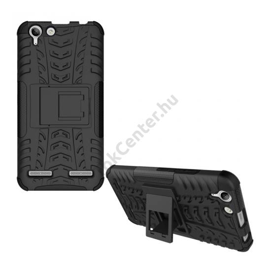 SONY Xperia XZ Premium Defender műanyag telefonvédő (közepesen ütésálló, gumi / szilikon belső, kitámasztó, autógumi minta) FEKETE	