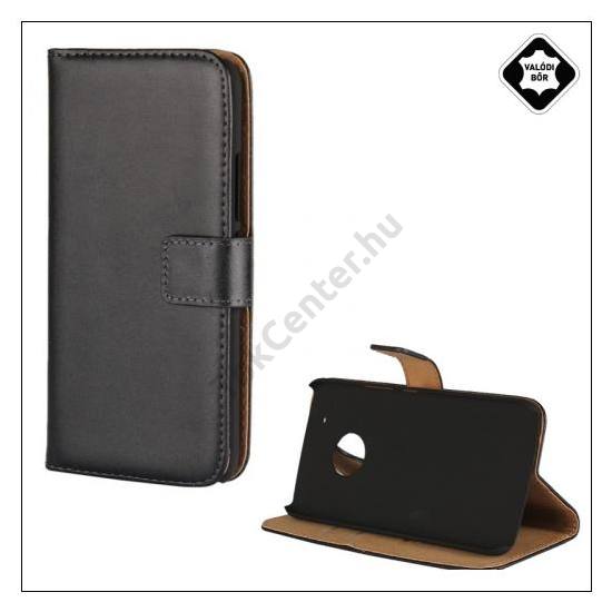 ALCATEL A3 (OT-5046D) Tok álló, valódi bőr (FLIP, mágneses, oldalra nyíló, asztali tartó funkció) FEKETE	