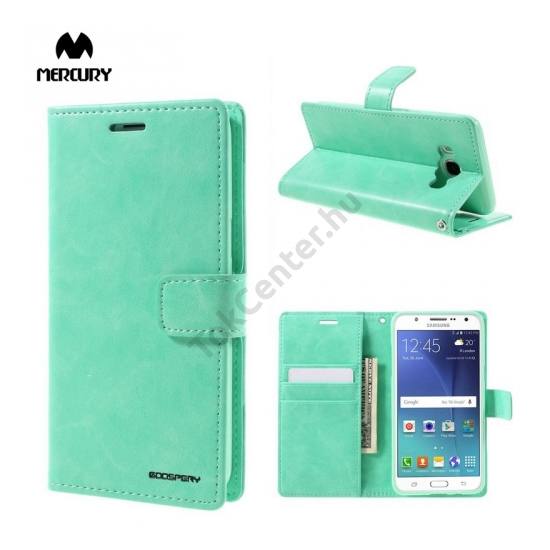 Samsung Galaxy S8 Plus (SM-G955) MERCURY BLUE MOON DIARY tok álló, bőr (FLIP, mágneses, oldalra nyíló, asztali tartó funkció) FÉNYES CYAN	