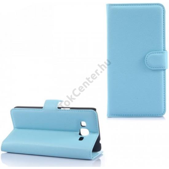 LG K10 (2017) Tok álló, bőr (FLIP, oldalra nyíló, asztali tartó funkció) VILÁGOSKÉK	