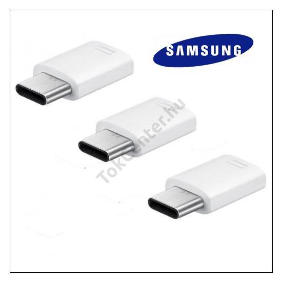 Adapter (microUSB - USB Type-C, töltéshez, adatátvitelhez, 3db) FEHÉR GYÁRI SAMSUNG