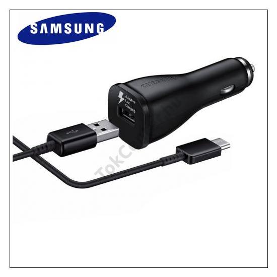 Szivargyújtó töltő/autós töltő USB aljzat (5V/2000mA, gyorstöltés támogatás EP-DW700CBE Type-C adat/töltő kábel) FEKETE	