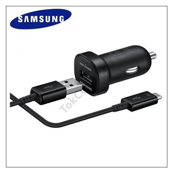 Szivargyújtó töltő/autós töltő USB aljzat (5V/2000mA,gyorstöltés támogatás EP-DN925UBE microUSB adat/töltő kábel) FEKETE	