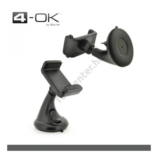 4-OK UNIVERZÁLIS gépkocsi / autó konzol (tapadókorongos, szélvédőre) FEKETE	