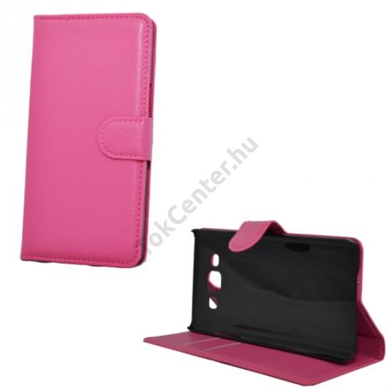 Samsung Galaxy A5 (SM-A500F) Tok álló, bőr (FLIP, oldalra nyíló, bankkártya  tartó, asztali tartó funkció) MAGENTA
