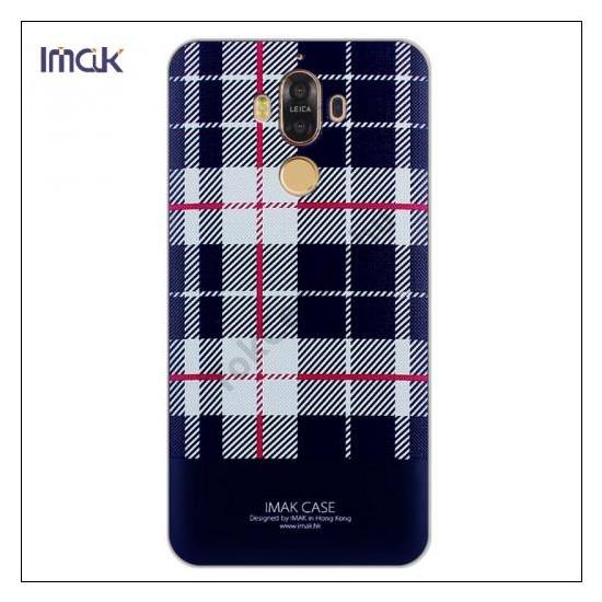 HUAWEI Mate 9 IMAK műanyag telefonvédő (képernyővédő fólia, skót kocka minta) KÉK/FEHÉR	