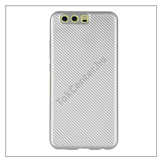 HUAWEI P10 Telefonvédő gumi / szilikon (karbon minta) EZÜST	
