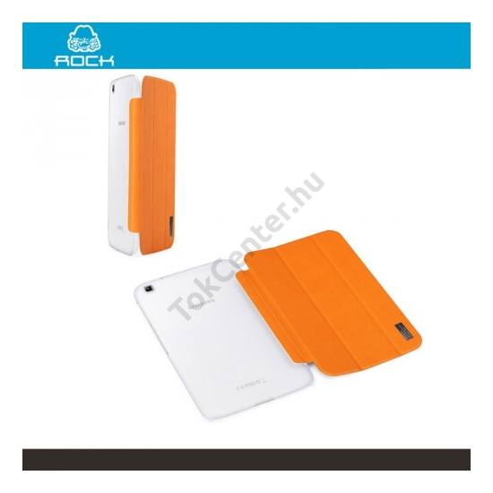ROCK ELEGANT műanyag telefonvédő (bőr flip, oldalra nyíló, kéregmintás) NARANCS