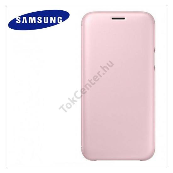 SAMSUNG Galaxy J7 (2017) (SM-J730) Műanyag telefonvédő (aktív flip, oldalra nyíló, bankkártya tartó) RÓZSASZÍN	