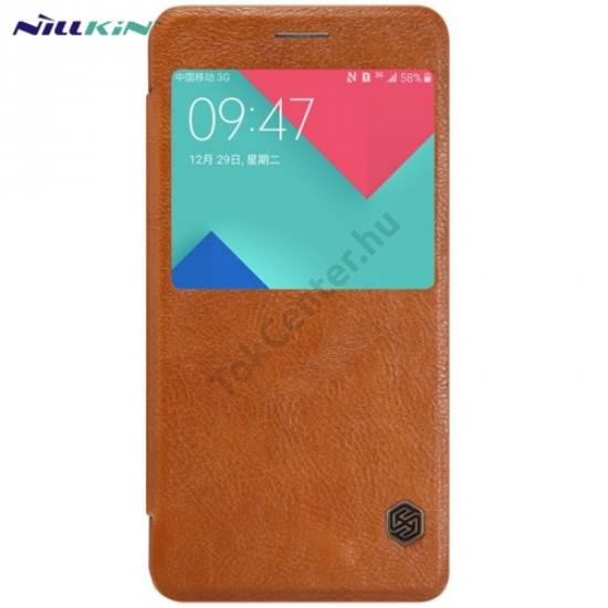 Samsung Galaxy A5 (2016) (SM-A510F) NILLKIN QIN tok álló, bőr (FLIP, oldalra nyíló, S-View Cover) BARNA