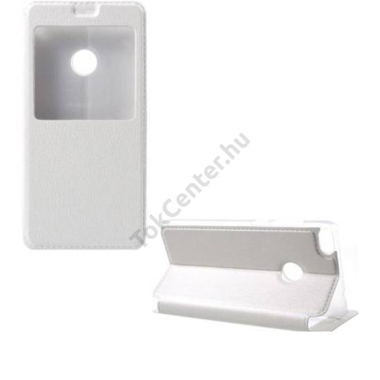 SAMSUNG Galaxy A3 (2017) (SM-A320F) Tok álló, bőr (FLIP, oldalra nyíló, hívókijelzés, View Window) FEHÉR	