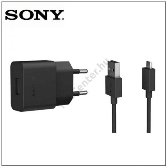 Hálózati töltő USB aljzat (5V / 1500mA, gyorstöltés támogatás + UCB20 vagy UCB30 Type-C kábel) FEKETE (UCH-20)