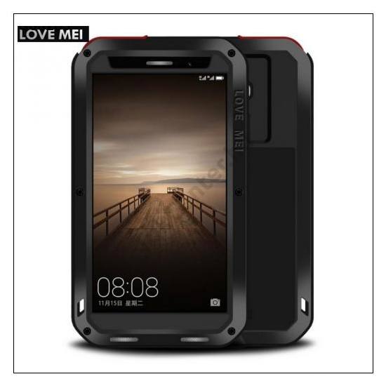 HUAWEI Mate 9 LOVE MEI Defender telefonvédő gumi (ütésálló, fém keret) FEKETE	