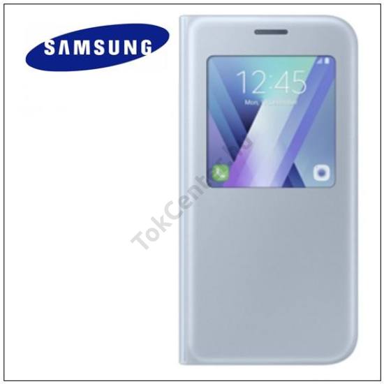 Samsung Galaxy A5 (2017) SM-A520F Tok álló (FLIP, oldalra nyíló, asztali tartó funkció, hívószámkijelzés, Smart View Cover) KÉK
