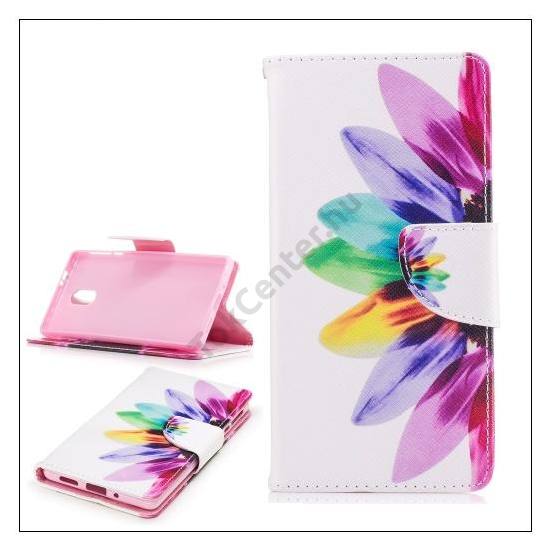 NOKIA 3 Tok álló, bőr (FLIP, oldalra nyíló, asztali tartó funkció, színes virágszirom minta) FEHÉR	